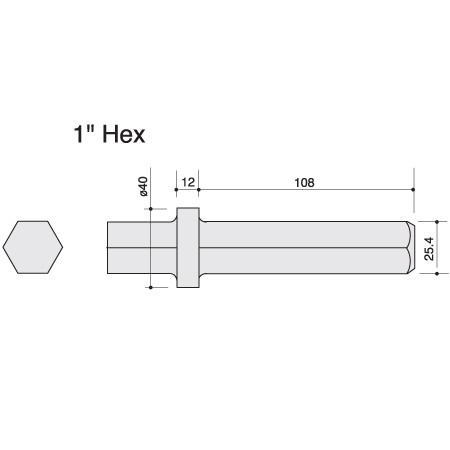 Hex Shank 1" Steel Point Chisel Toolpak 490mm Toolpak  